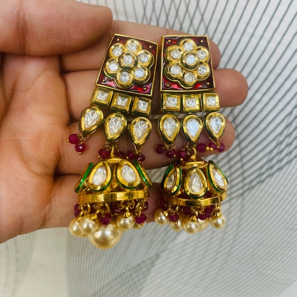 Brand new premium quality kundan beads with meenakari earrings from Tiara - Picture 4 of 5